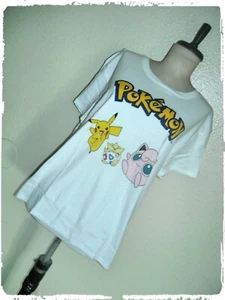 Camiseta recortada Pokémon Hot Topic blanca Pikachu Jigglypuff Togepi con pantalla 4X - Imagen 1 de 7