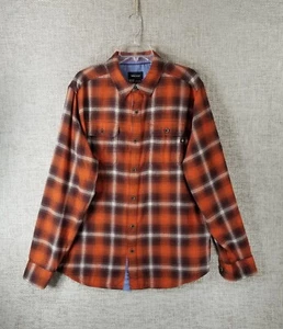 Marmot Lightweight Flannel Shirt Long Sleeve Button Down Orange Plaid Men's L - Picture 1 of 12
