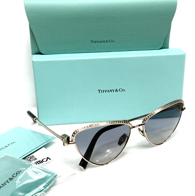 Tiffany & Co. Gafas de sol TF3107-K-B 6221/16 enchapado en oro pálido monturas de gemas de cristal Foto 1 de 3