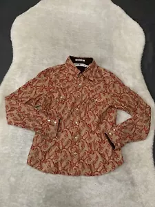 Vintage Tommy Hilfiger Damen LG Button Up Hemd Rodeo Samtig Paisley LS Pearl Snap - Bild 1 von 8