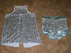 Balera Dancewear Silver Sequin Sparkle Flyaway Tank & Shorts Adult Small Medium