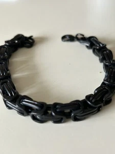 Men's Heavy Chunky Motorcycle Biker Link Stainless Steel Black  Bracelet 8” - Picture 1 of 6