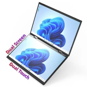 Double Screen 14Inch 2K IPS Touch Screen 32GB RAM +2TB ROM Dual Monitor Laptop - Picture 1 of 6