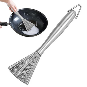 Wok Brush Cleaner Stainless Steel Scrub Brushes For Cleaning With Sturdy Handle - Picture 1 of 9