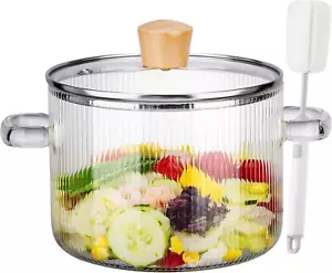 61OZ/1.8L Small Glass Simmer Pot for Stove-Top Clear Borosilicate Glass Cooking - Picture 1 of 9