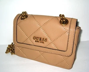 Guess Women's Abey Handbag Shoulder Flap Chain Purse Beige NEW🎀NWT - Picture 1 of 12