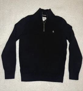 Penguin Men's Quater Zip Black Pullover Sweater Size Small - Picture 1 of 2