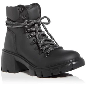 AQUA Reign Black Block Heel Platform Combat Waterproof Booties - Size US 8 M - Picture 1 of 3