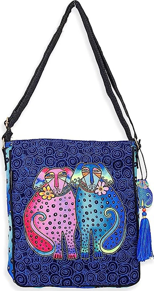 Tiracolo feminino Laurel Burch, Eros e Ellie Karakara filhotes cachorros, 12 x 12,5" - Imagem 1 de 1