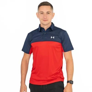 Under Armour Mens Polo Shirt Golf Colour Block Lightweight Breathable Heat Gear - Picture 1 of 26