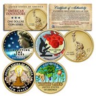 Set of ALL 4 - American Innovation COLORIZED 2019 Statehood $1 Dollar Coins COA