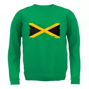 Jamaica Grunge Style Flag - Kids Hoodie / Sweater - Jamaican Love Kingston Town - Picture 1 of 20