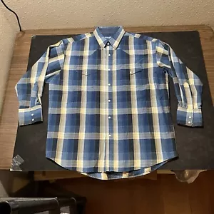 Vintage Wrangler Pearl Snap Shirt Brushpopper USA Aztec Striped 1980s Deadstock - Picture 1 of 8
