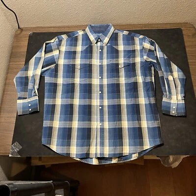 Vintage Wrangler Pearl Snap Shirt Brushpopper USA Aztec Striped 1980s Deadstock - Image 1 of 4