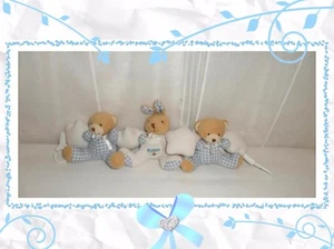 ☼ - Boulier Ours Lapin Etoiles Grelots Bleu Carreaux Vichy Kaloo - Foto 1 di 1
