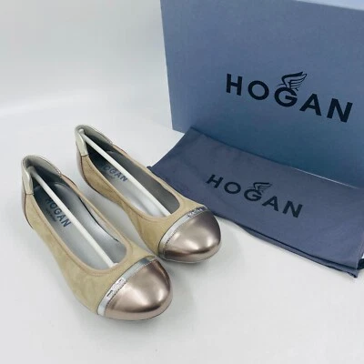 Zapatos planos de ballet HOGAN para mujer beige gamuza cuero EUR 35 UK 2 US 5 Foto 1 de 4