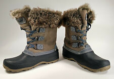 Khombu Slope Boot Women 7M Waterproof Rubber Leather Faux Fur Winter Blk Grey