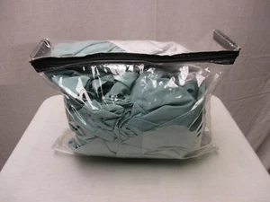 Falda Cama Completa JC Penny Blanca y Verde Agua 54 X 75 pulgadas Algodón Peinado Poli EE. UU. - Imagen 1 de 3