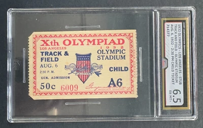 1932 Summer Olympics Track & Field Ticket Stub iCert Graded 6.5 Los Angeles Xth - Image 1 of 4