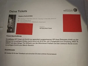 1 VIP Early Bird-Ticket PladeLu-Festival Berlin, 10. Mai 25, Münchener Freiheit - Bild 1 von 1