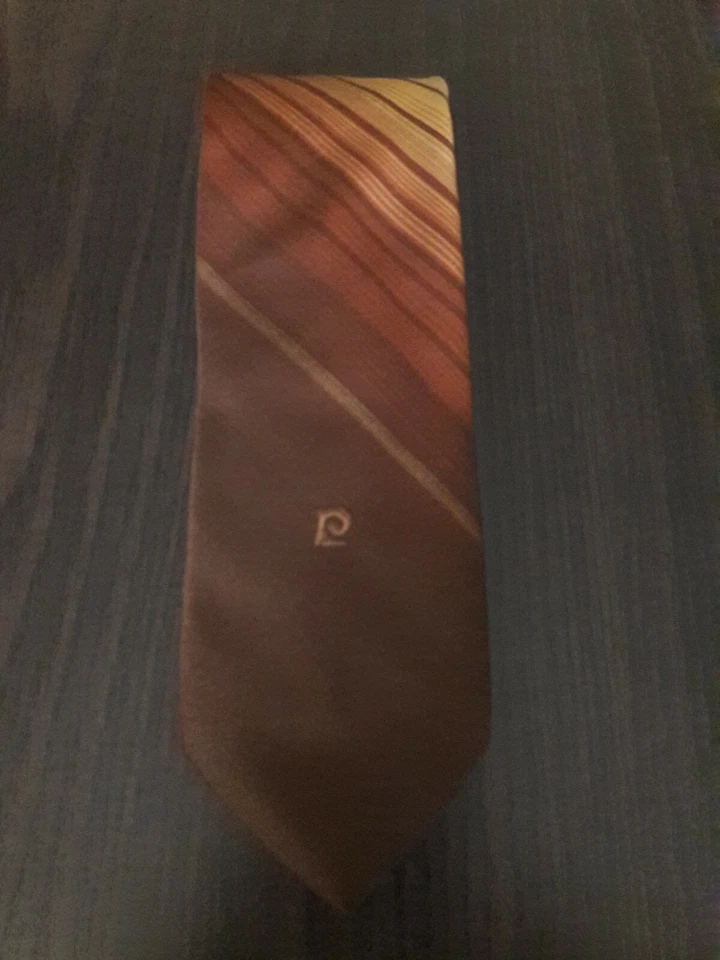 Corbata vintage Pierre Cardin Paris May Co poliéster marrón tostado 55" x 3"  Foto 1 de 4