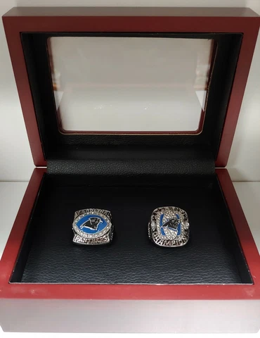 Carolina Panthers - NFC Championship 2 Ring Set With Wooden Box. Newton Delhomme Cover