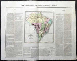 1825 Buchon - Carey, Lea - Large Antique Map of Brazil, South America - Picture 1 of 2