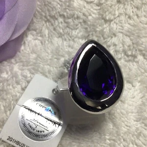 TJC Silver Plated Swarovski Amethyst Ring 4mm New Size N 7478* - Picture 1 of 3