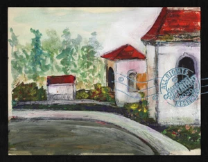 Plain Air Study Camarillo Library 2011 C Peterson * Landscape Painting Red Roofs - Picture 1 of 12