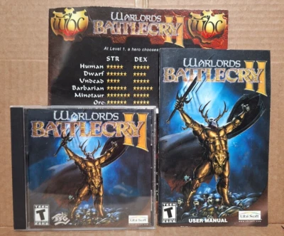 Warlords Battlecry II (PC, 2002) - Game, Manual, Ref Guide, No Box - Tested - Image 1 of 4