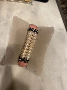 Honora Pearl and Leather Buckle Bracelet, New!  - Picture 1 of 5