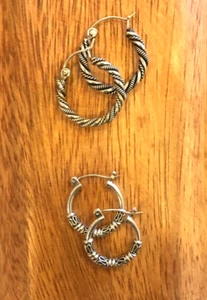 3 pairs! Solid Rope Hoop Earrings 925 Sterling (small, Med, Large) CHECK IT OUT! - Picture 1 of 9