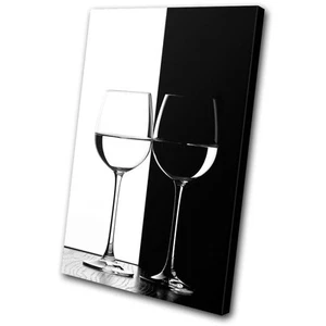 Food Kitchen Wine Glasses SINGLE CANVAS WALL ART Picture Print VA - Picture 1 of 1