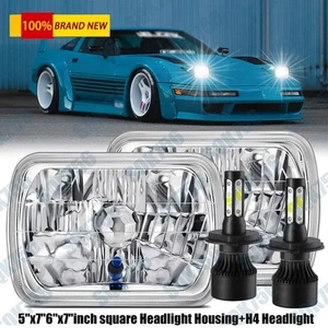 Pair 5X7" 7x6 LED Headlights Hi/Lo Beam DRL H4 for Chevy 1984-1996 Corvette C4 - Picture 1 of 20