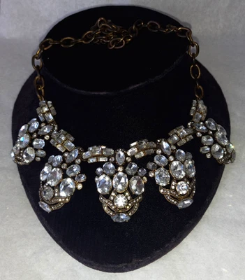 Винтажный J. ЭКИПАЖ КРИСТАЛЛ СО СТРАЗАМИ ВИКТОРИАНСКОГО СТИЛЯ ЗАЯВЛЕНИЕ ОЖЕРЕЛЬЕ С ПОДПИСЬЮ - Изображение 1 из 4