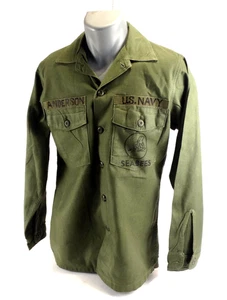 1969 US Navy SEABEES Vietnam War Era Man's Cotton Sateen OG 107 Shirt - Picture 1 of 10