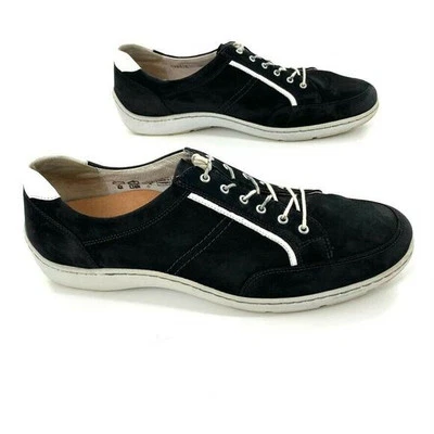 Waldlaufer Jasmine Henni Suede Sneakers Walking Shoes Black White Trim 8.5 - Image 1 of 4