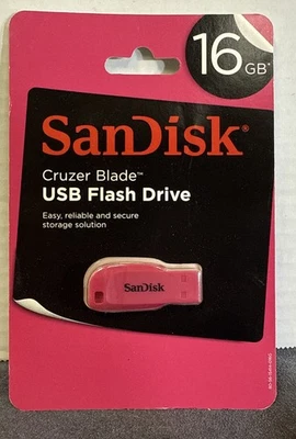 SanDisk 16GB Cruzer Blade USB 2.0 Flash Drive Pink - Image 1 of 4