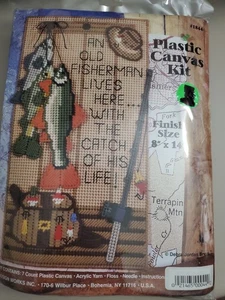 Design Works Plastic Canvas Embroidery Kit 8”x14” Fisherman W/catch Of His Life - Picture 1 of 2