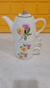 Portmeirion Botanic Garden Tea For Two Teapot Set, Garden Bouquet Sentiments - Picture 1 of 9