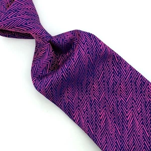 Cravatta Thomas rosa tessuto in Inghilterra rosa blu zigzag cravatta lusso uomo seta L3 nuova - Foto 1 di 8