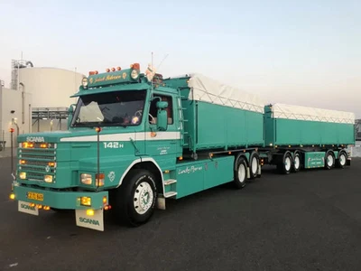 TEKNO 85098 SCANIA 142 T CAMION + REMORQUE BACHEE 4 ESSIEUX " JAKOB PEDERSEN DK - Photo 1/4