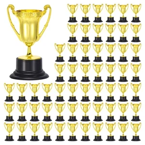 60pcs Mini Gold Trophies Award Cups Plastic 3.3Inch Small Sports Trophy Prizes - Picture 1 of 7