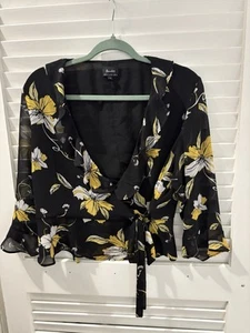 BARDOT WRAP TOP STAMPA NERO 10 - Foto 1 di 5