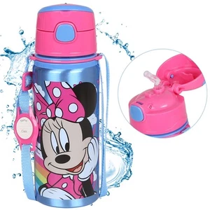 DISNEY Minnie Mouse Aluminium THERMALFLASCHE, Mundstück, WASSERFLASCHE, 600ml - Bild 1 von 9