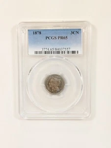 1878 Three Cent Nickel 3CN PCGS PR65 Toned 🌈 - Picture 1 of 4