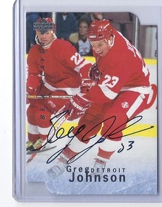 1995-96 cubierta superior Be a Player Greg Johnson troquelado automático Bap UD firma S73 - Imagen 1 de 1