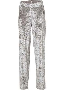 Samt-Hose Gr. 48/50 Grau Silber Damenhose Freizeit-Pants Neu - Bild 1 von 1