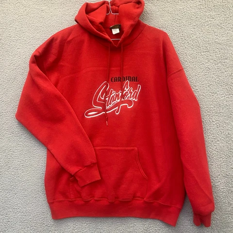 Vintage Stanford University Hoodie Extra Large Cardinal Red Made In USA Cards Cover