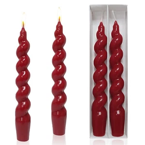 Velas rojas sin perfume espiral velas cónicas conjunto de 8 velas de cena de Navidad - Imagen 1 de 6